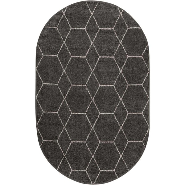 Unique Loom Trellis Frieze Geometric Dark Gray 5 ft. x 8 ft. Area Rug