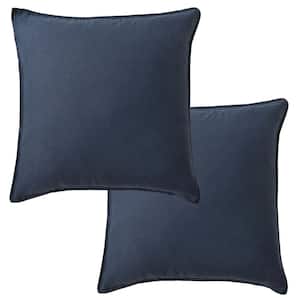 Washed Linen Navy 20 in. x 20 in. Throw Pillow Cover Set of 2
