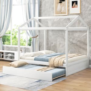 White Full House Bed with Trundle