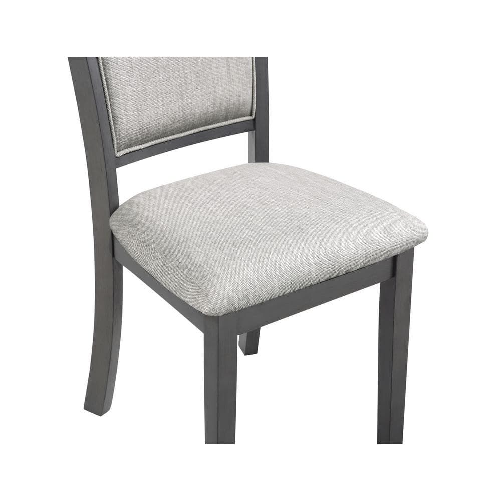 Gray Round Wood Dining Table with 4 Upholstered Chairs