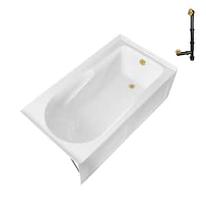 GA-311-24-BGL 60 in. x 32 in. Acrylic Soaking Alcove Bathtub in Glossy White with Right-Hand Drain in Brushed Gold