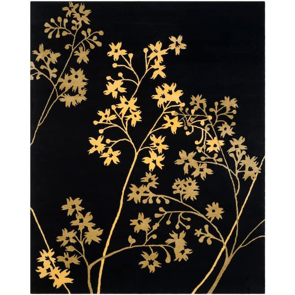 Soho 10 x 14 Black/Lime Floral Area Rug