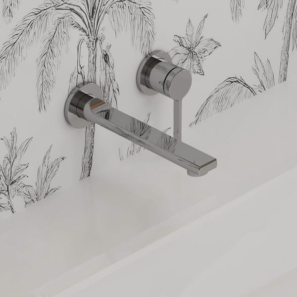 Tinian Single Handle Wall Mount Bathroom Sink Faucet Trim with Pop-Up Drain in Polished Chrome