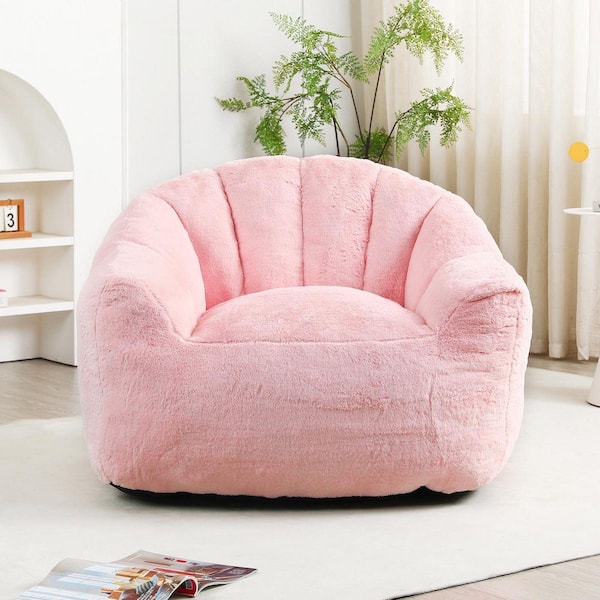 Tufted Bean Bag Chair with 1 Ottoman and Soft Memory Foam, Fluffy