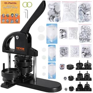 Button Maker Machine, 1/1.25/2.28 in. (25/32/58 mm) 3 in. 1 Pin Maker, Installation-Free Badge Punch Kit