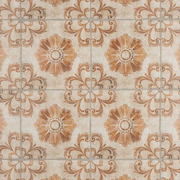 Merola Tile Costa Arena Decor Fleur 7-3/4 in. x 7-3/4 in. Ceramic