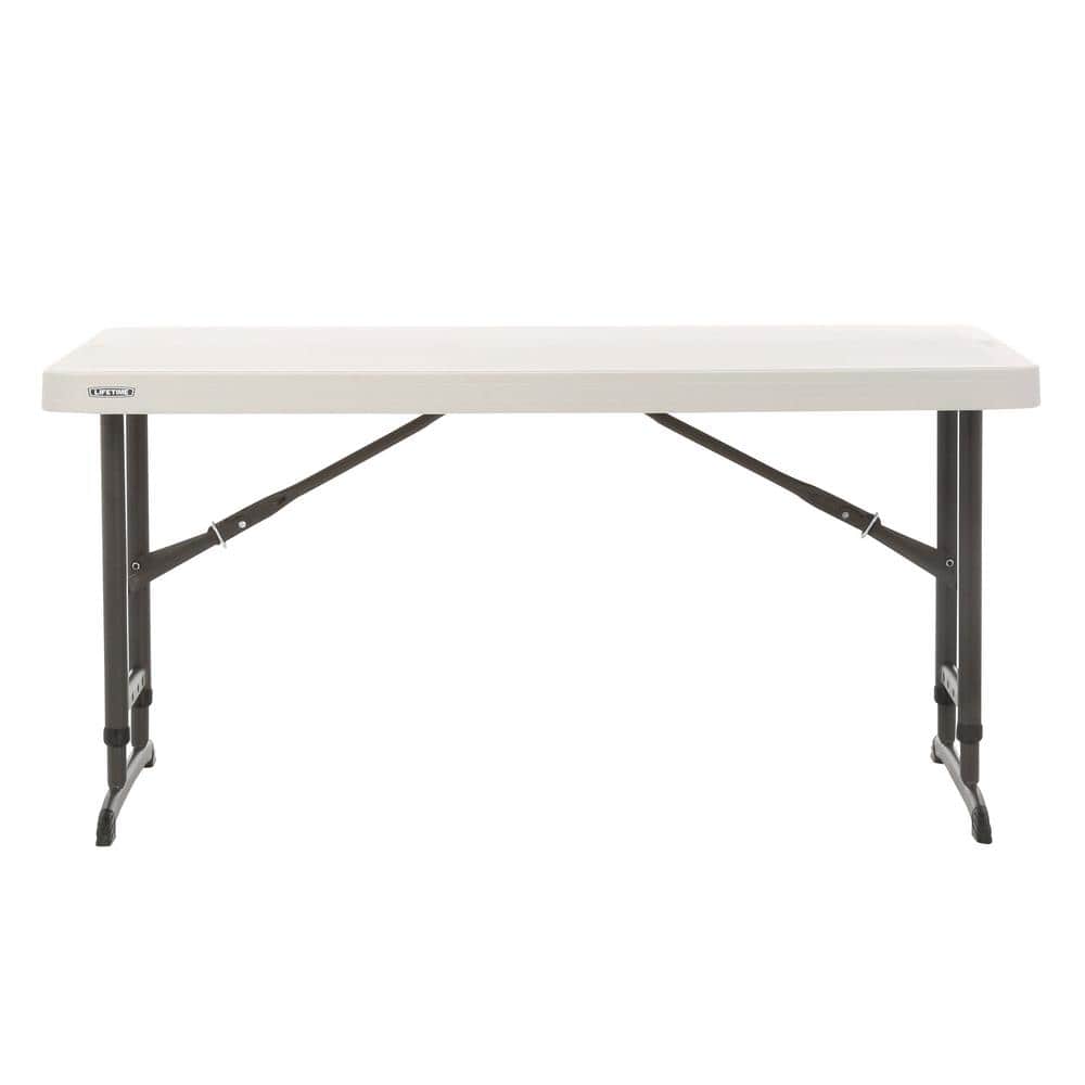 4-Foot Adjustable Height Almond Plastic Folding Table