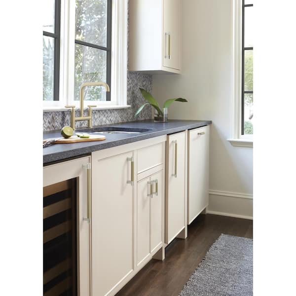 Esquire 3 in. or 3-3/4 in. (76mm or 96mm) Modern Polished Nickel/Golden Champagne Bar Cabinet Pull
