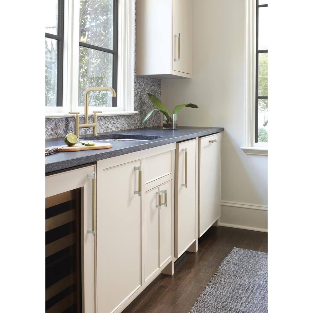 Polished Nickel and Golden Champagne Modern Bar Pull