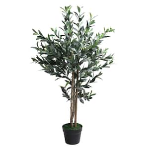 40 in. Potted Brown and Green Artificial Olive Tree with Foliage