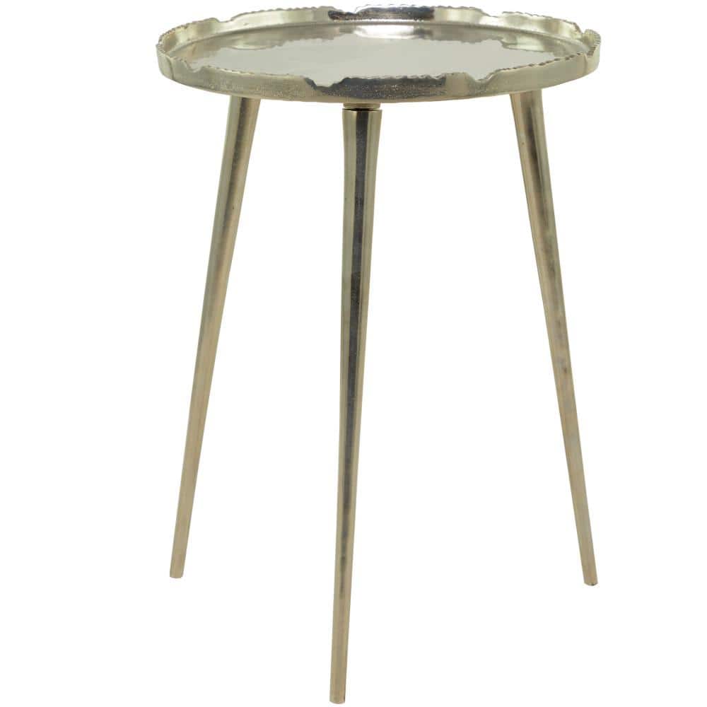 Litton Lane 16 in. Silver Large Round Aluminum End Accent Table with