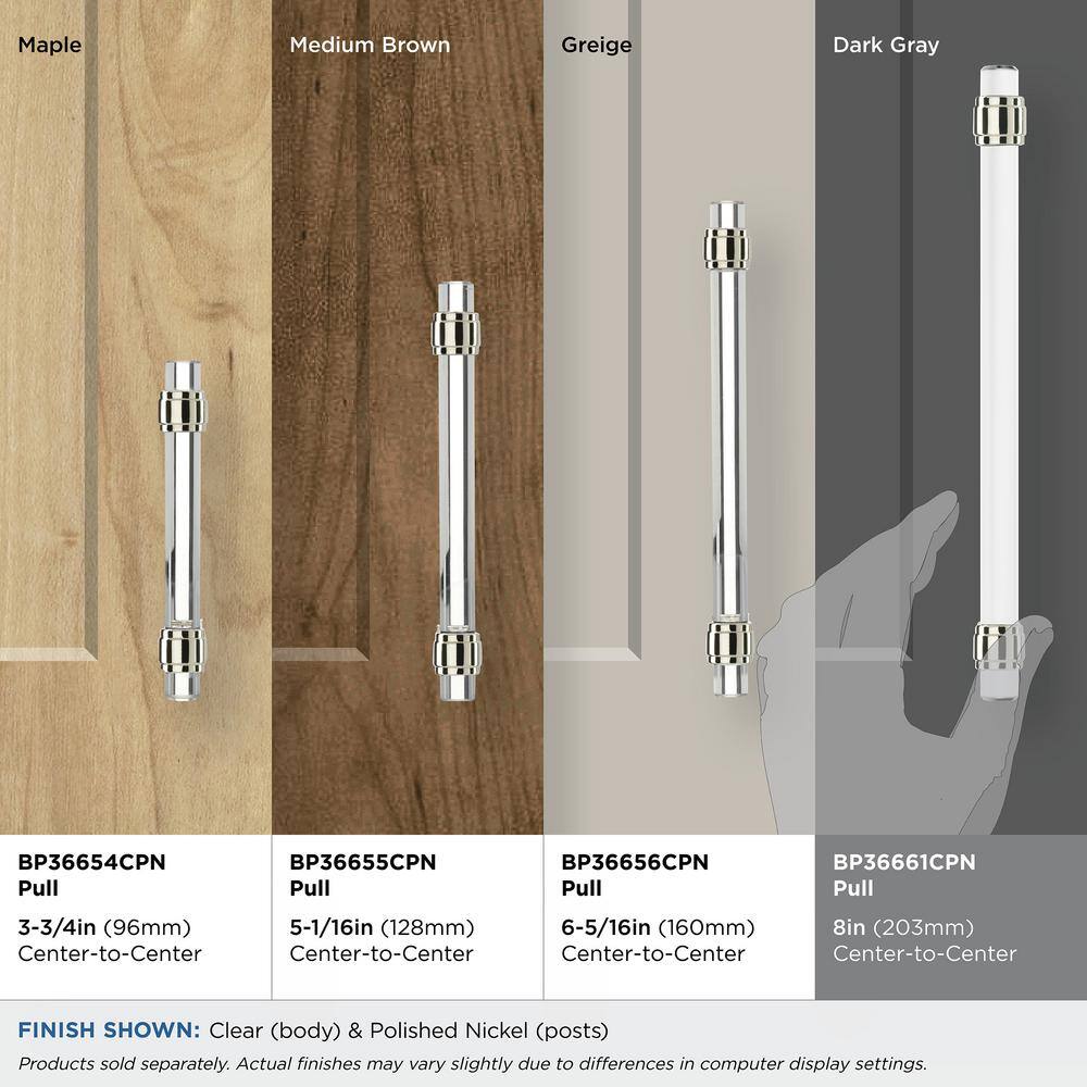 Glacio 8" Clear and Polished Nickel Bar Cabinet Pull