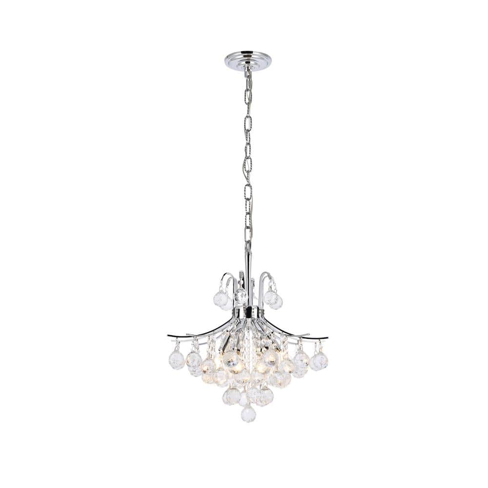 Timeless Home 16 in. L x 16 in. W x 15 in. H 6-Light Chrome with Clear Crys