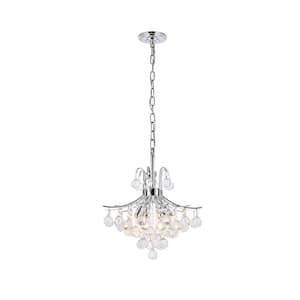 Timeless Home 16 in. L x 16 in. W x 15 in. H 6-Light Chrome with Clear Crystal Contemporary Pendant