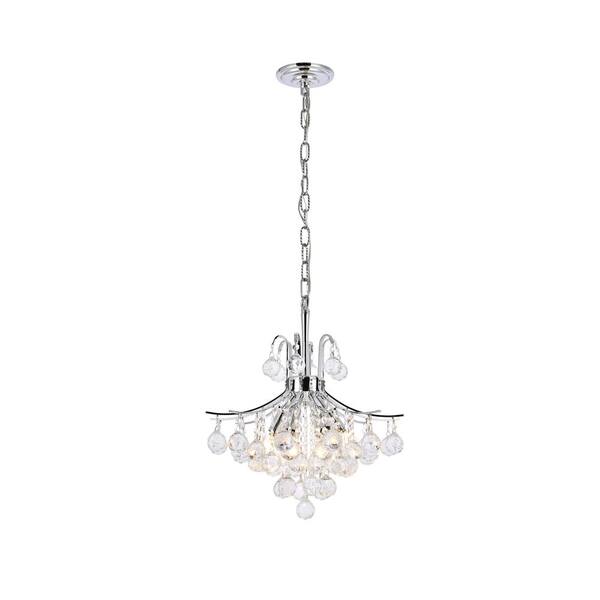 Unbranded Timeless Home 16 in. L x 16 in. W x 15 in. H 6-Light Chrome with Clear Crystal Contemporary Pendant