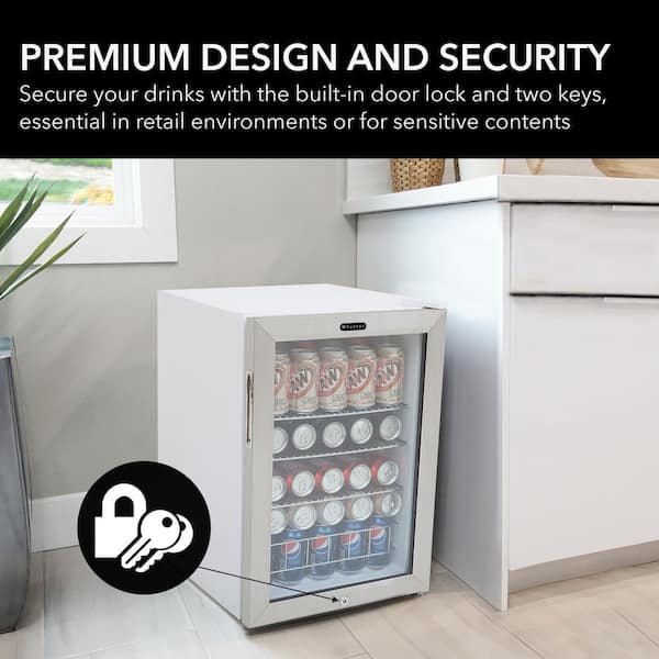  Haier 150-Can Mini Fridge With Lock & Key, Glass Door