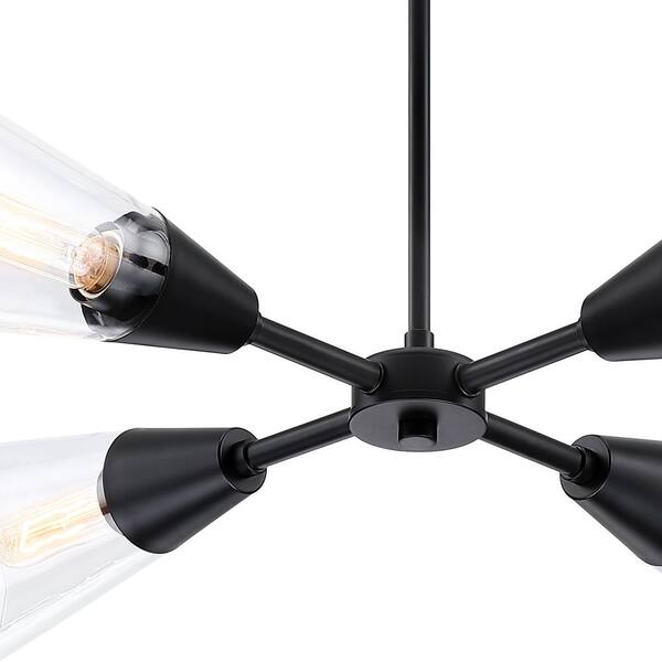 Designers Fountain - Norro 4-Light Matte Black Modern Geometric Chandelier for Dining Areas with No Bulbs Included