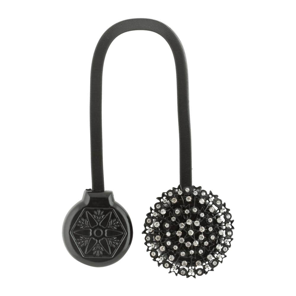 Black Ornate Magnetic Iron Curtain Tie Back Set