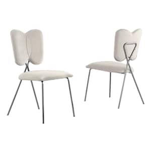 Butterfly Cream Velvet Upholstered Side Chair with iron Base Chairs (Set of 4)