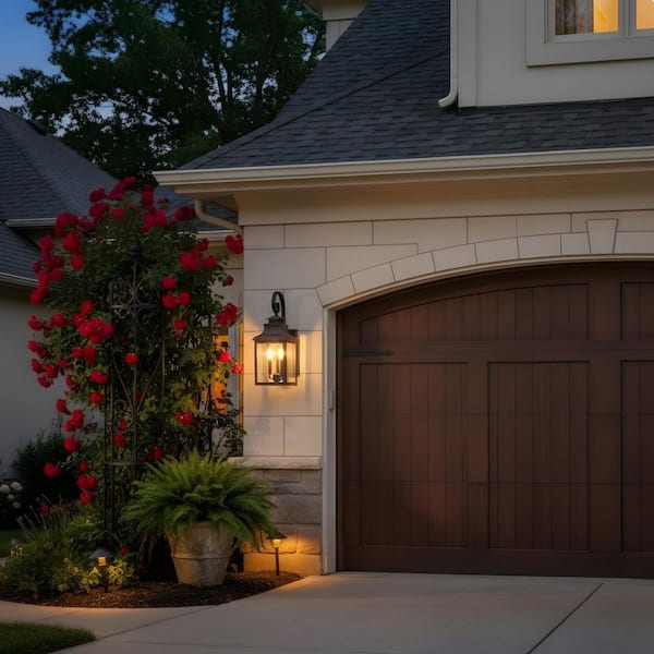 Light Pro 23 in. Black Not Motion Sensing Outdoor Hardwired Wall Lantern Scone with No Bulbs Included