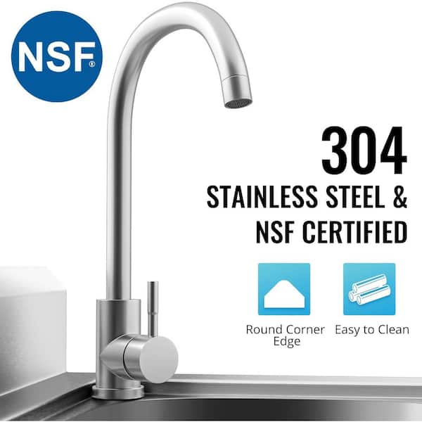 Adrinfly Stainless Steel Freestanding Utility Sink with Faucet and Piping