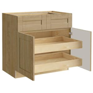 Washington 36 in. W x 24 in. D x 34.5 in. H Assembled Plywood Base Kitchen Cabinet in Oak with Soft Close Doors