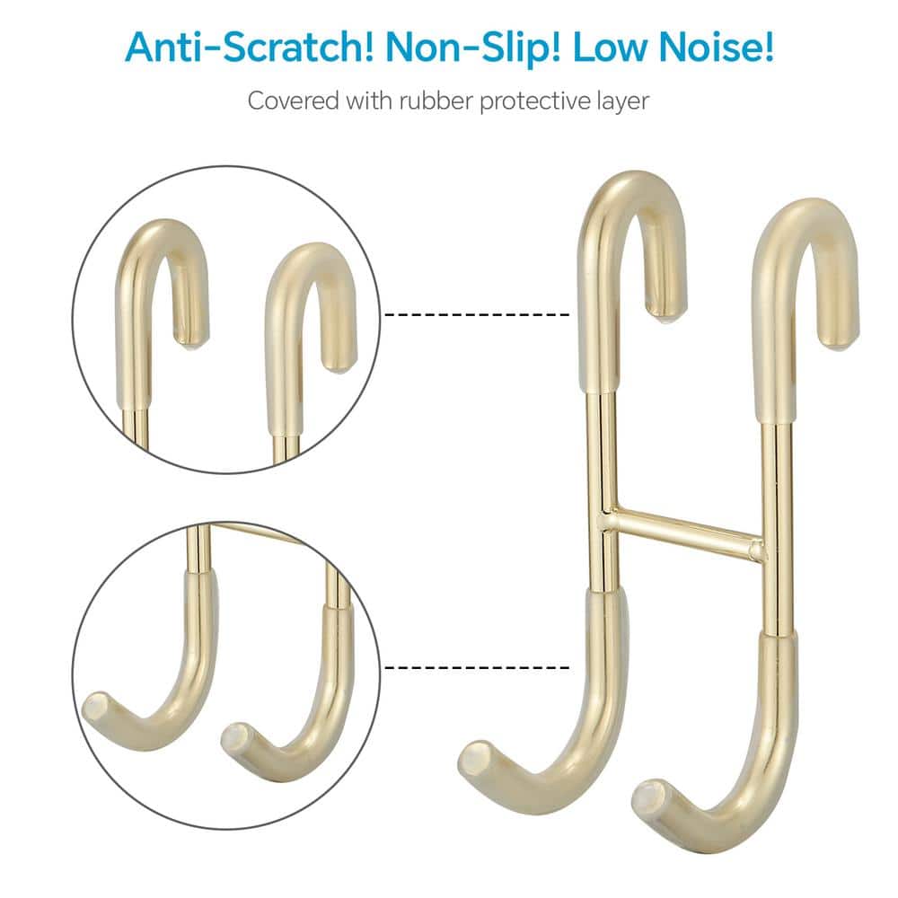 Brushed Gold Stainless Steel J-Hook Towel and Robe Hooks, 4-Pack