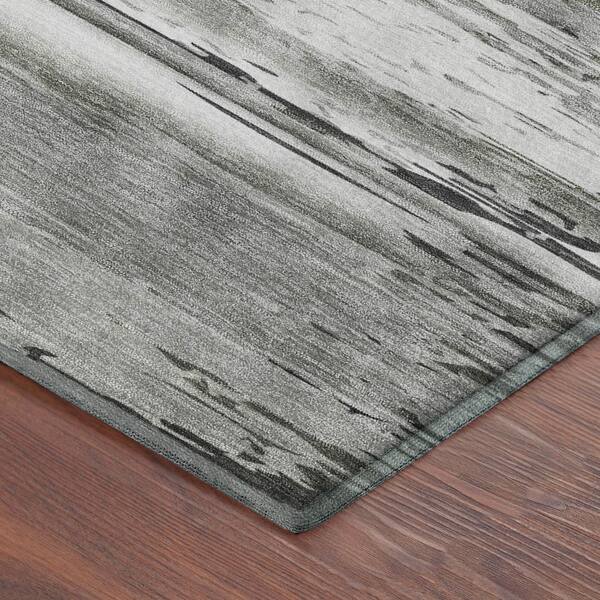 Mayfield Premium Machine Washable Abstract AMF2243 Gray 2 ft. x 7 ft. Runner Rug