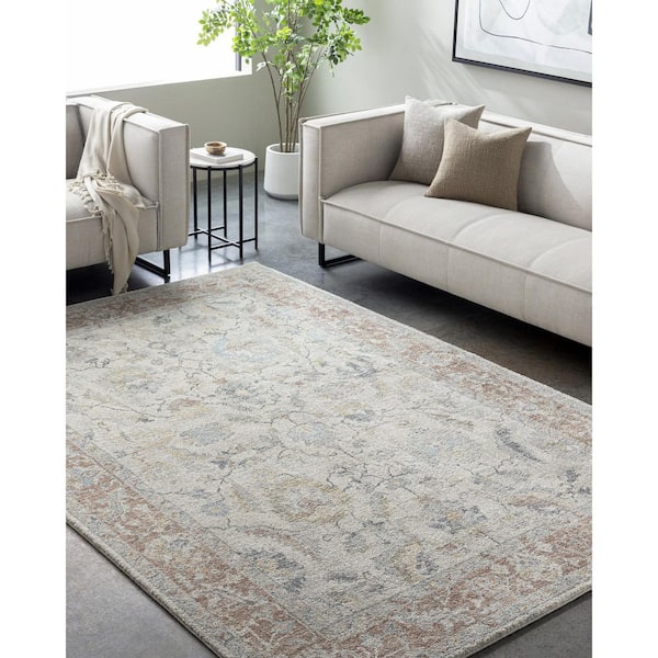 Avellino Tan Traditional Border  2 ft. x 2 ft. Area Rug