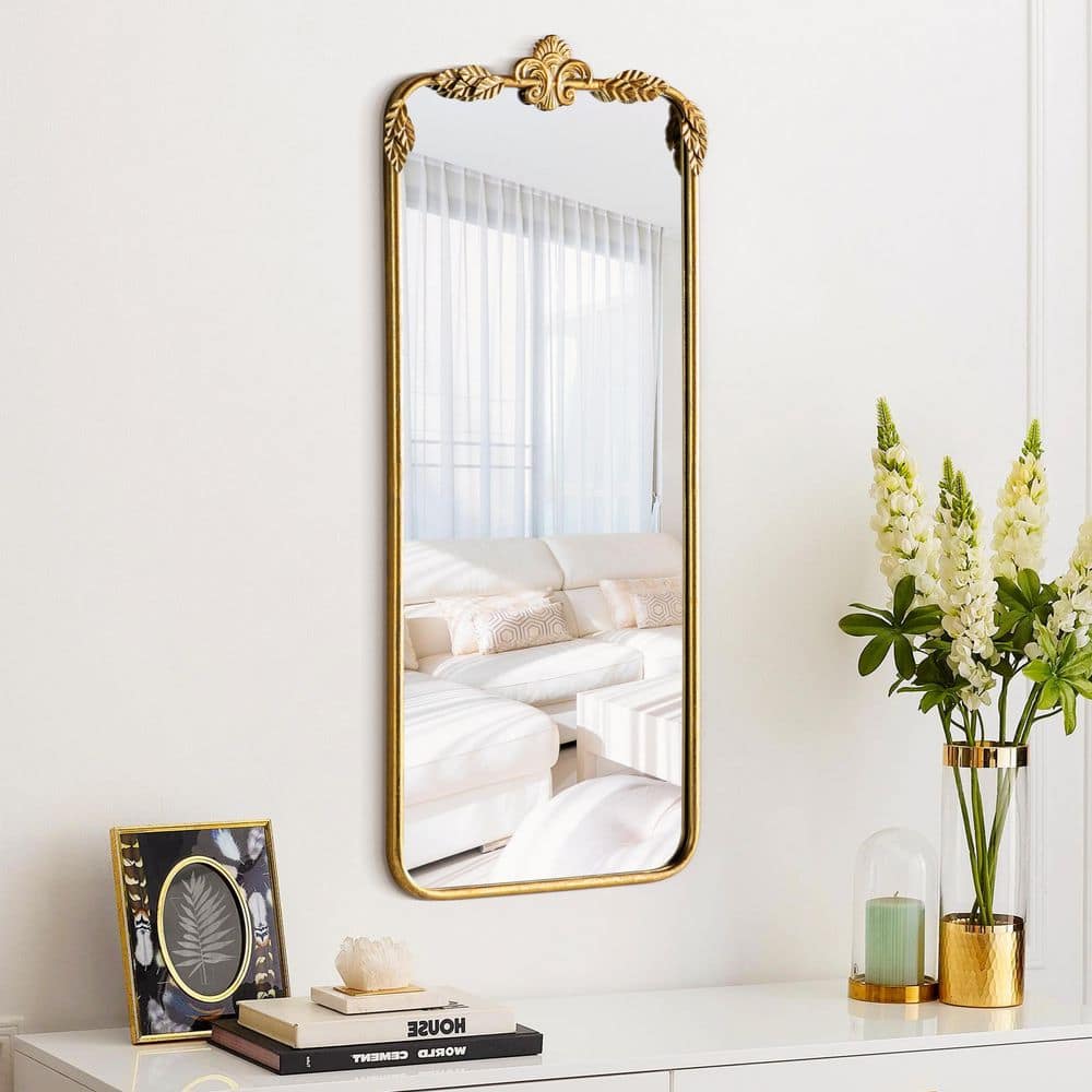 Elevatehome 16 in. W x 36 in. H Rectangular Baroque Antique Gold