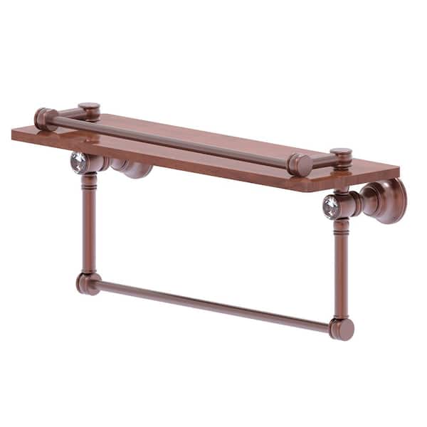 Allied Brass Carolina Crystal Collection 16 in. W 7.4 in. H x 5.54 in. D Brass Rectangular Gallery Wood Shelf in Antique Copper