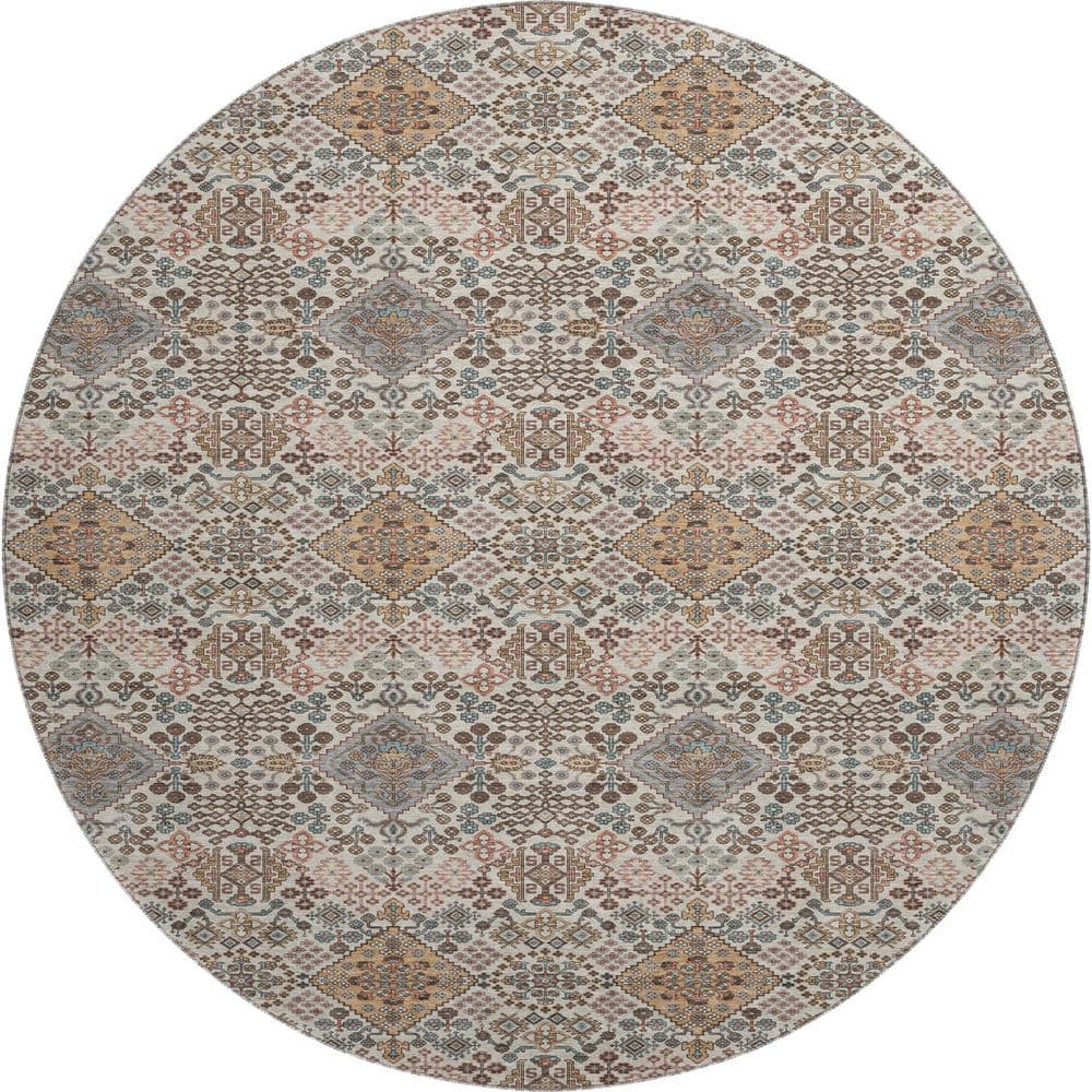 Mayfield Premium Machine Washable Abstract AMF2477 Beige 8 ft. x 8 ft. Round Rug price history on PriceWatchPro