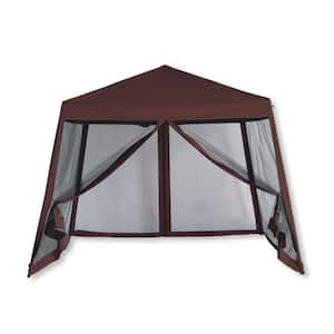 Backyard Expressions 10 ft. x 10 ft. Brown Deluxe Pop-Up Canopy