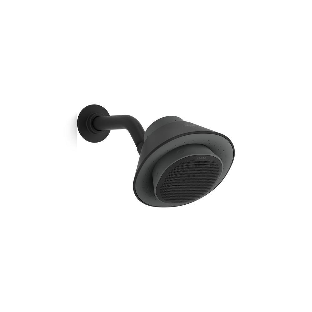 Matte Black Wall Mounted Showerhead with Bluetooth Speaker