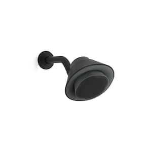 Moxie 1-Spray Patterns with 1.75 GPM 5.75 in. Wall Mount Fixed Shower Head with Bluetooth in Matte Black