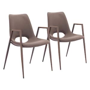 Desi Brown and Walnut Faux Leather Dining Chair - (Set of 2)