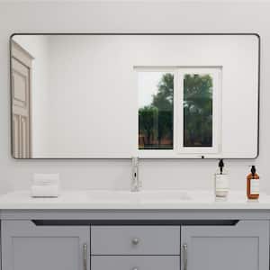 TUNE 72 in. W x 36 in. H Rectangular Black Framed Wall Mount Bathroom Vanity Mirror