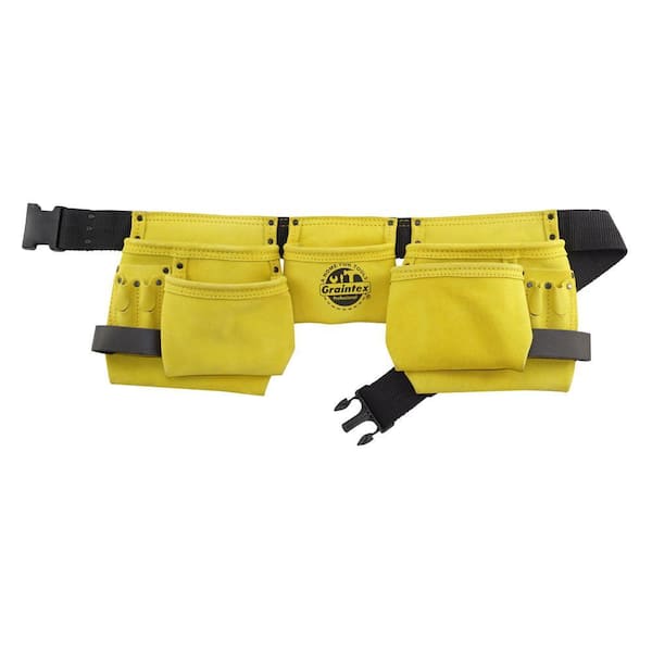 11-Pocket Suede Leather Work Apron in Yellow