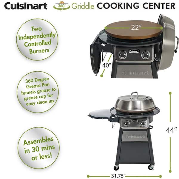 Cuisinart CGG-888 2-Burner Propane Gas 360-Degree Griddle Cooking Center in Gray with Stainless Steel Lid - 2