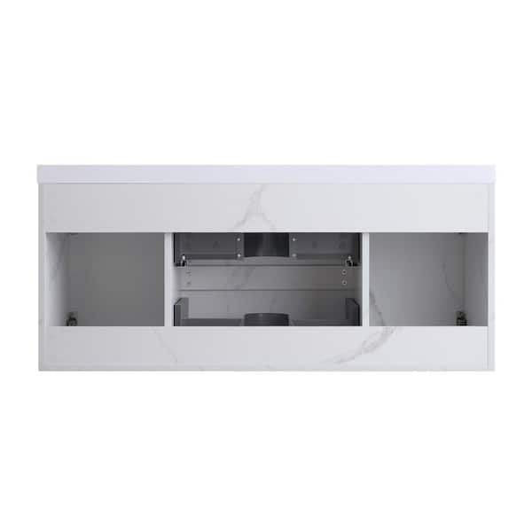 48 in. Single Sink Wall-Mounted Cararra Bath Vanity with White Resin Top