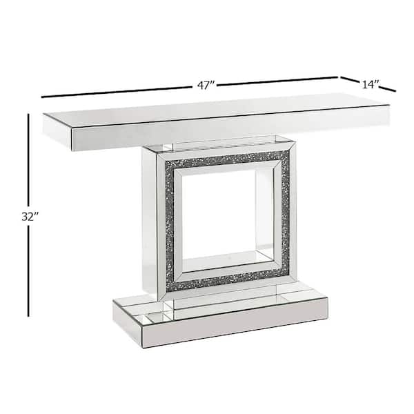 Acme Furniture Nie 47 In Mirrored, Wood Frame Mirrored Console Table