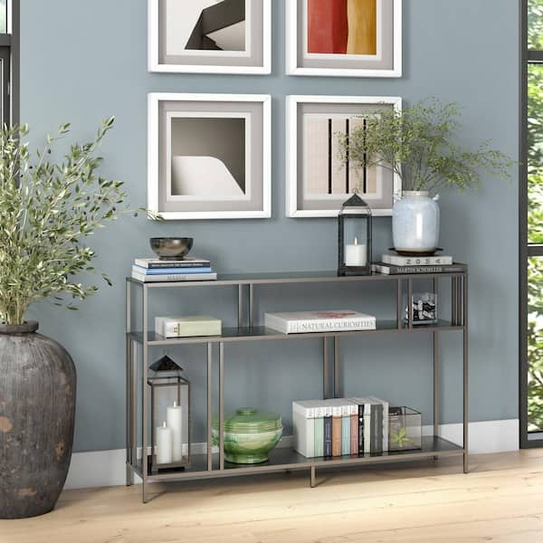 gray metal console table