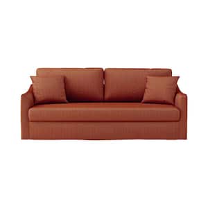 Wilfried 80.7 in. Modern Slipcovered Sofa With Removable Seat And Back Cushions-RUST