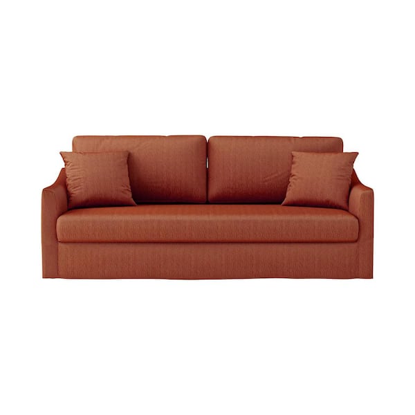 JAYDEN CREATION Wilfried 80.7 in. Modern Slipcovered Sofa With Removable Seat And Back Cushions-RUST