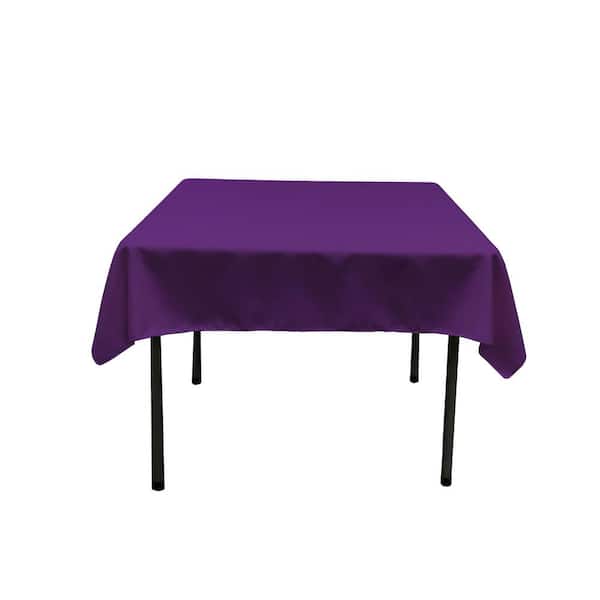 LA Linen 52 in. x 52 in. Purple Polyester Poplin Square Tablecloth