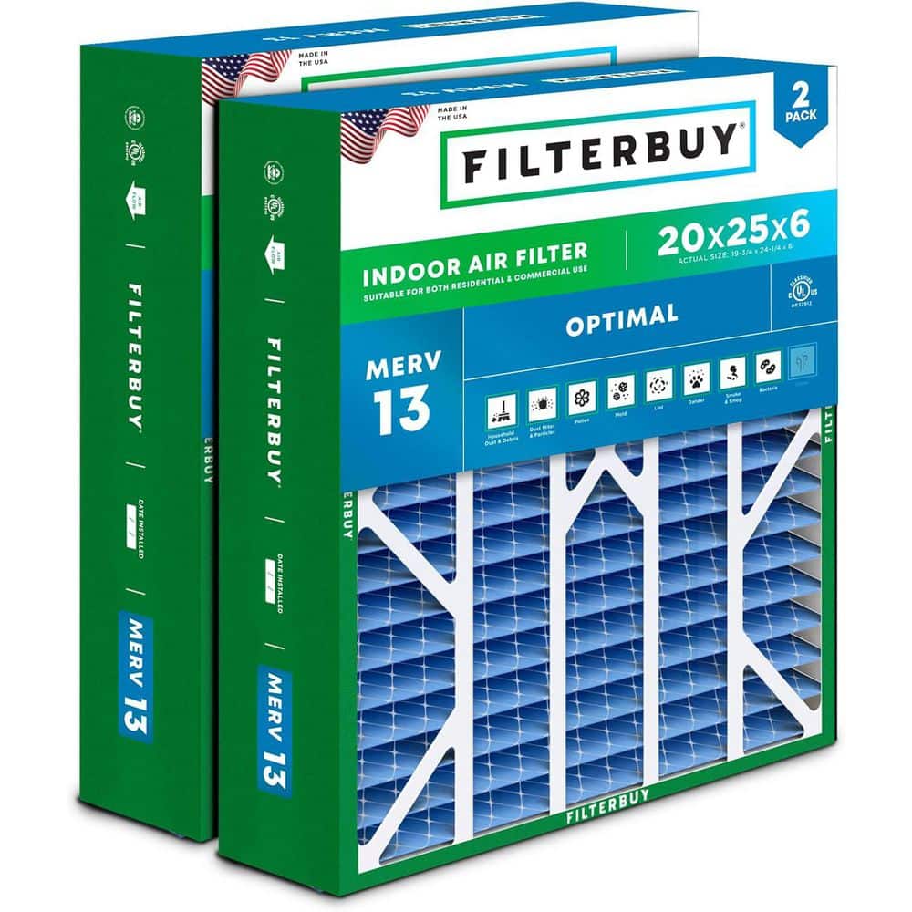20 in. x 25 in. x 6 in. MERV 13 (FPR 10) Health Defense Pleated HVAC AC Furnace Air Filters for Aprilaire (2-Pack)