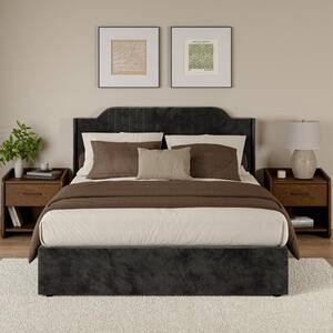 Fabiola Black 64.5 in. Hydraulic Lift Up Storage Upholstered Platform Queen Bed Frame