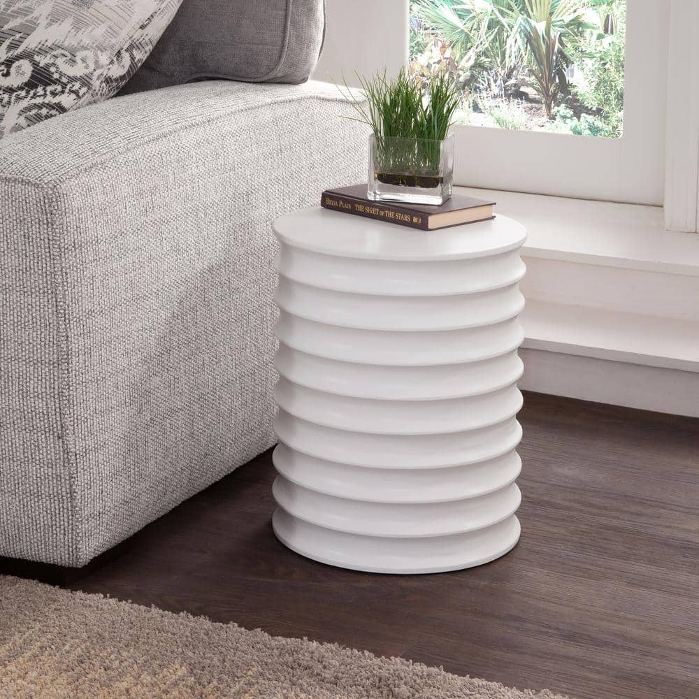 Griffin 14 in. White Round Wood Side Table - thumbnail 4