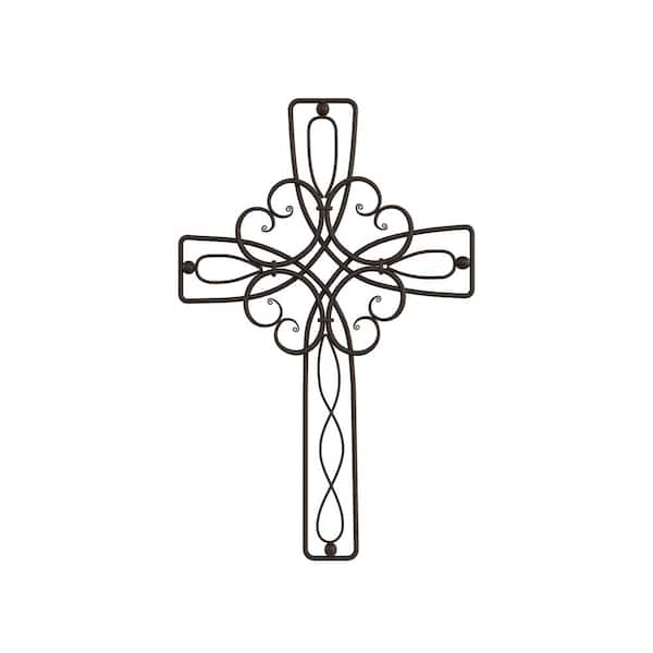 Lavish Home Metal Wall Cross with Floral Scroll Design