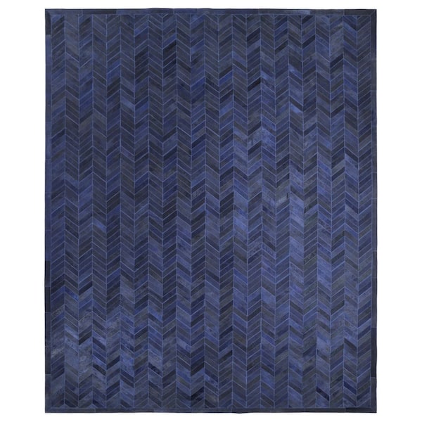 Meir Blue 9 ft. x 12 ft. Chevron Indoor Area Rug